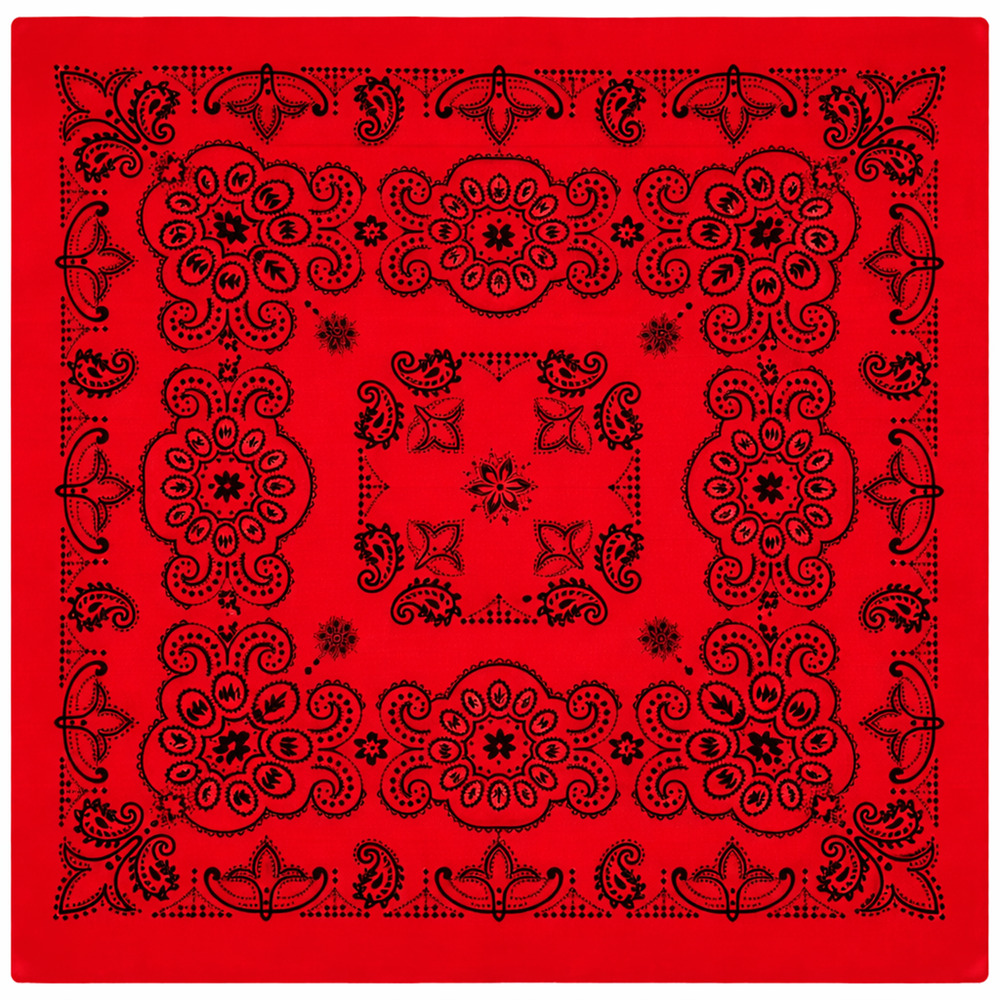 New - Red Texas Paisley Bandana with Black Print – 100% Cotton  27x27" - 1 Dozen